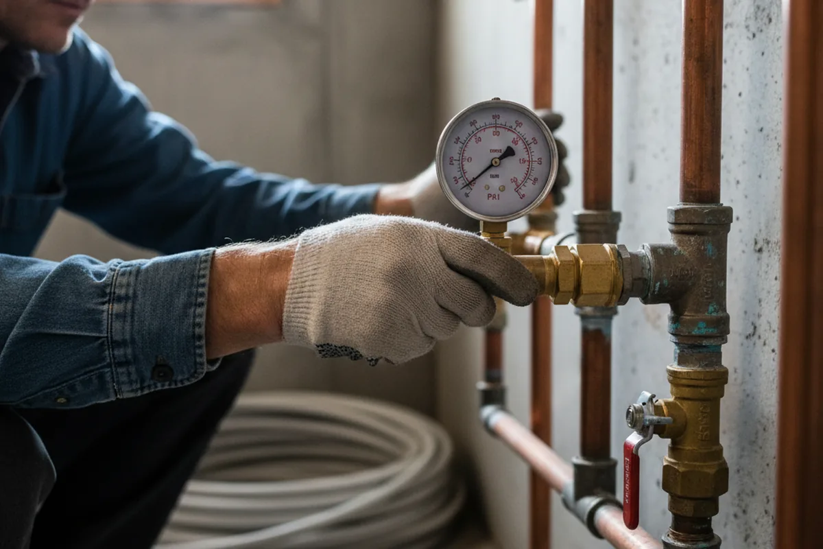 Pressure testing a repaired line during Water Line Repair in Nelson